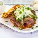 keto philly cheeseteak chaffle sandwich