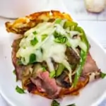 keto philly cheesesteak chaffle sandwich