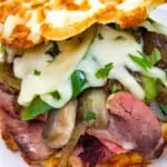 keto philly cheesesteak chaffle sandwich