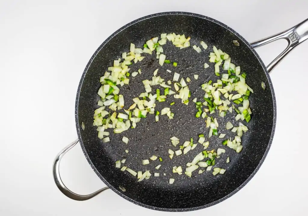 sauteeing the veg