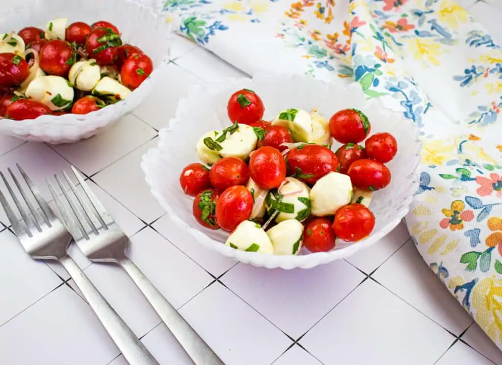 keto caprese salad in a bowl