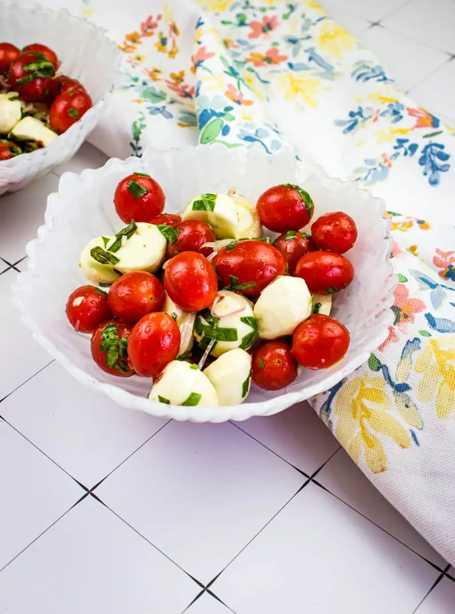 keto caprese salad in a bowl