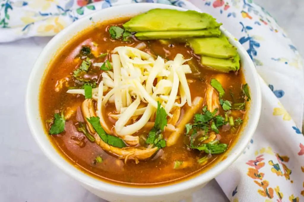 chicken tortilla soup in a bowl