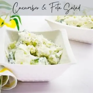 Cucumber & Feta Salad in a bowl.