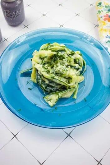 creamy keto cucumber salad on a plate