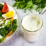 Dill pickle ranch dressing in a jar