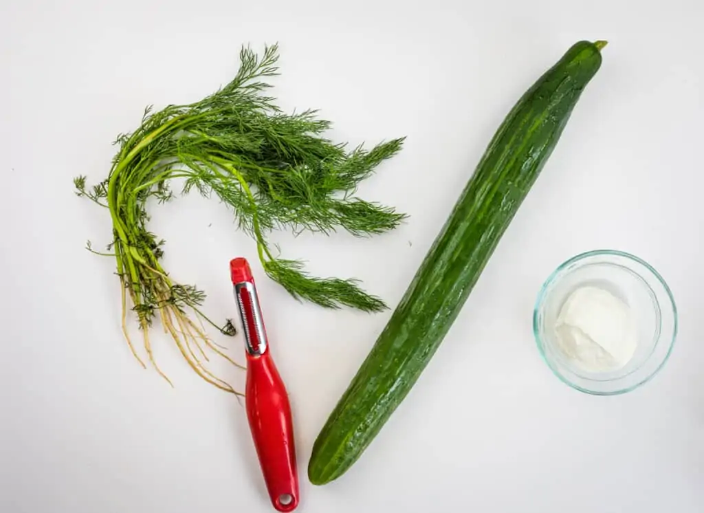 ingredients to make keto cucumber salad with dill