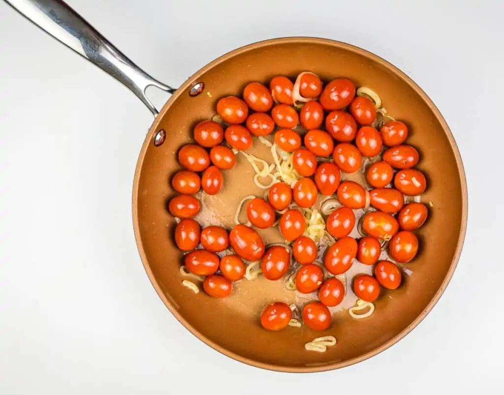 sautee tomatoes and shallots in oil until they burst