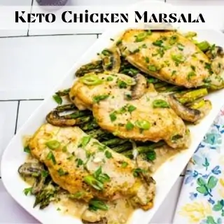 keto chicken masarla on a white plate.