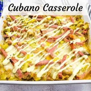 Cubano casserole in a baking dish