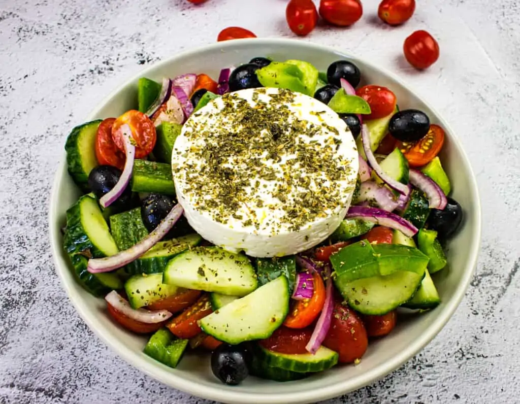 greek salad in a bowl