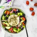 keto greek salad in a bowl