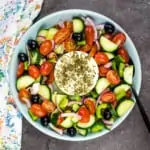 keto greek salad in a bowl