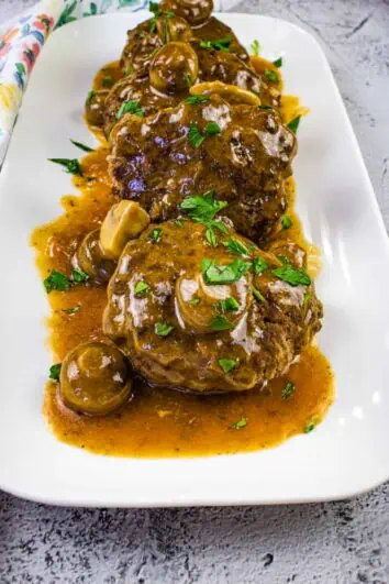 keto salisbury steak on a platter