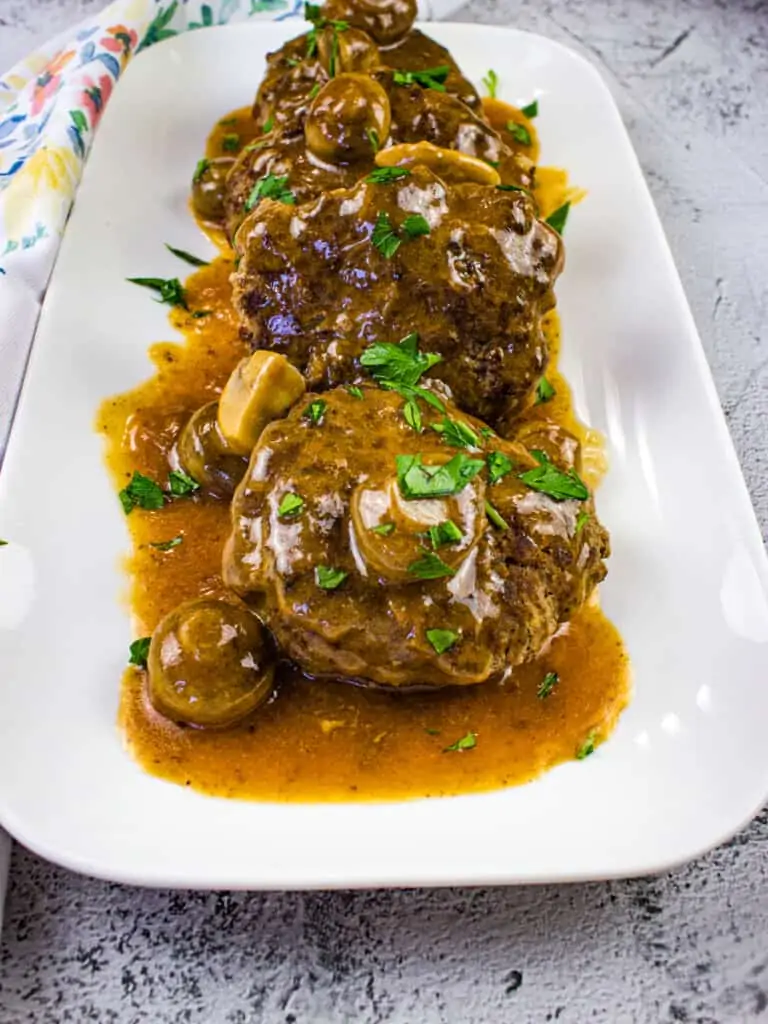 keto salisbury steak on a platter