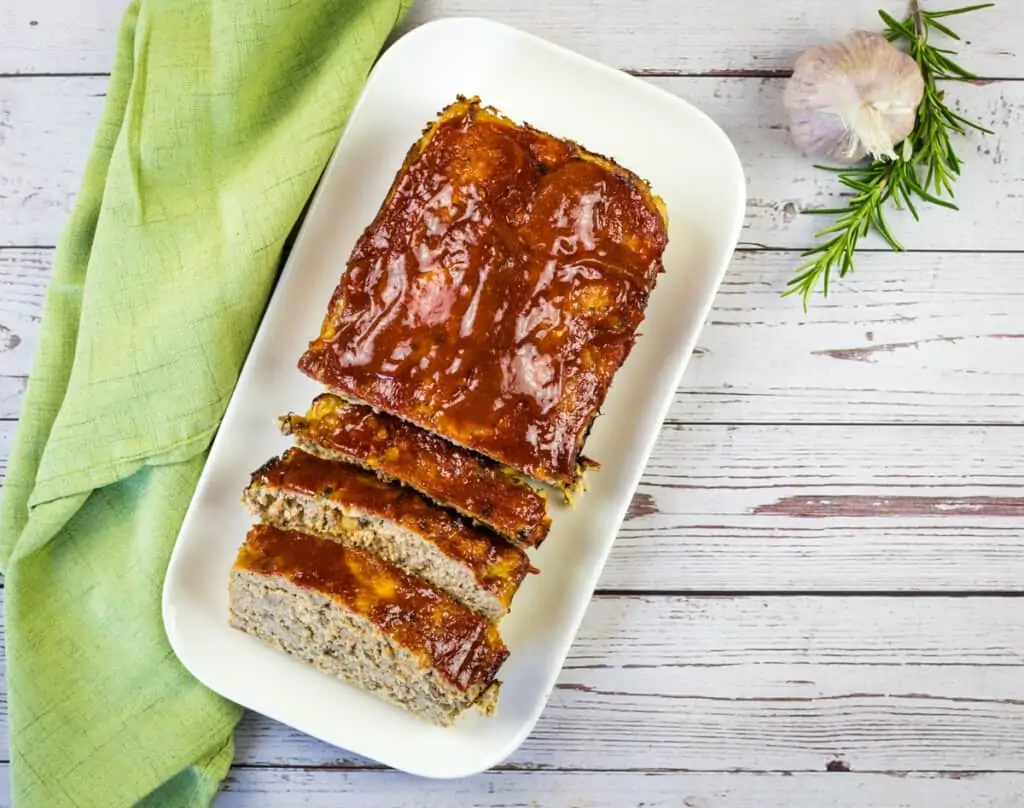 keto turkey meatloaf on a platter