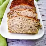 sliced keto turkey meatloaf on a platter