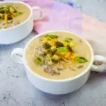 Keto Cheeseburger Soup in a bowl