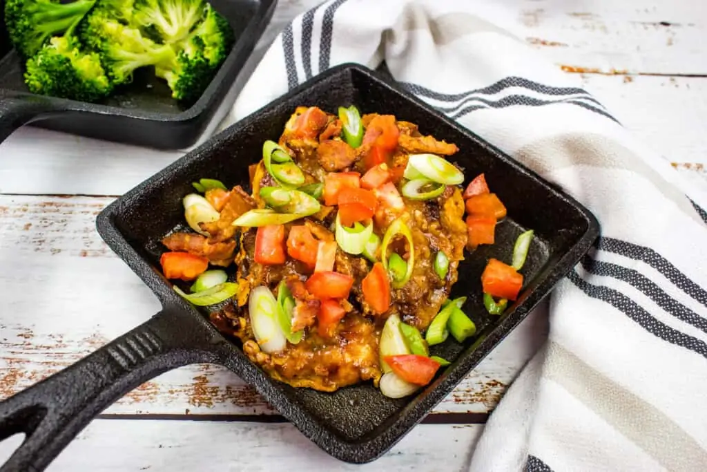 keto monterey chicken in a black square dish