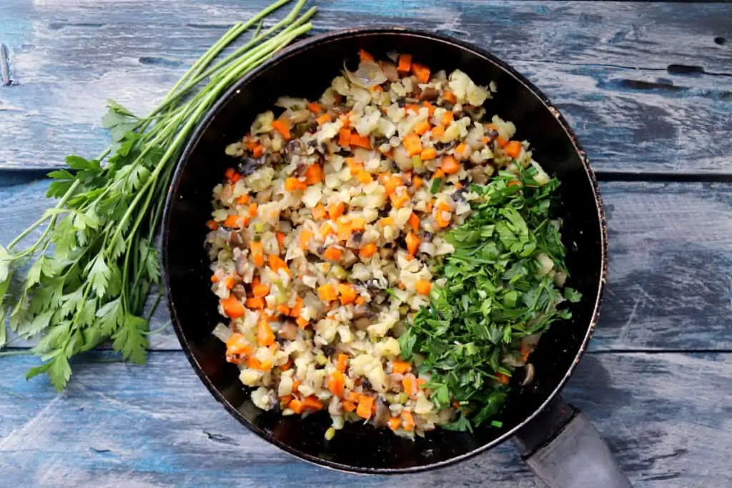 add the herbs to the keto stuffing