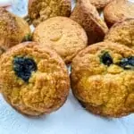 keto blueberry muffins in a pile