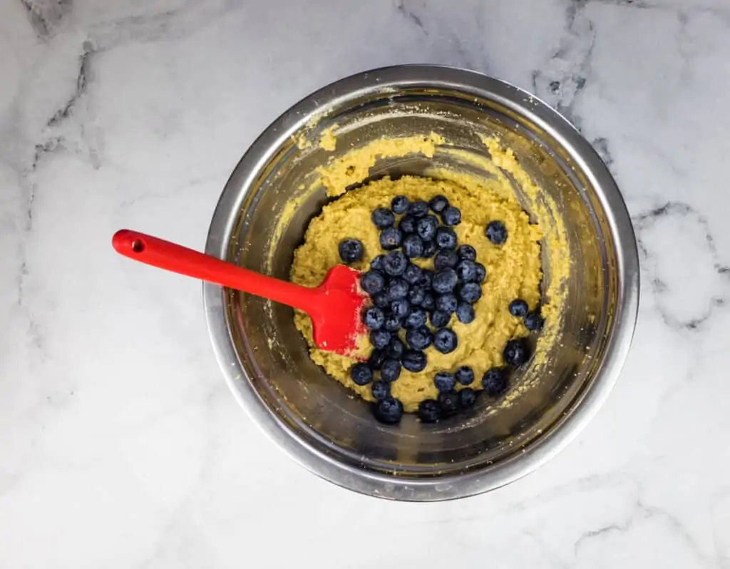gently folding in the blueberries