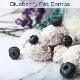 blueberry fat bombs on a plate