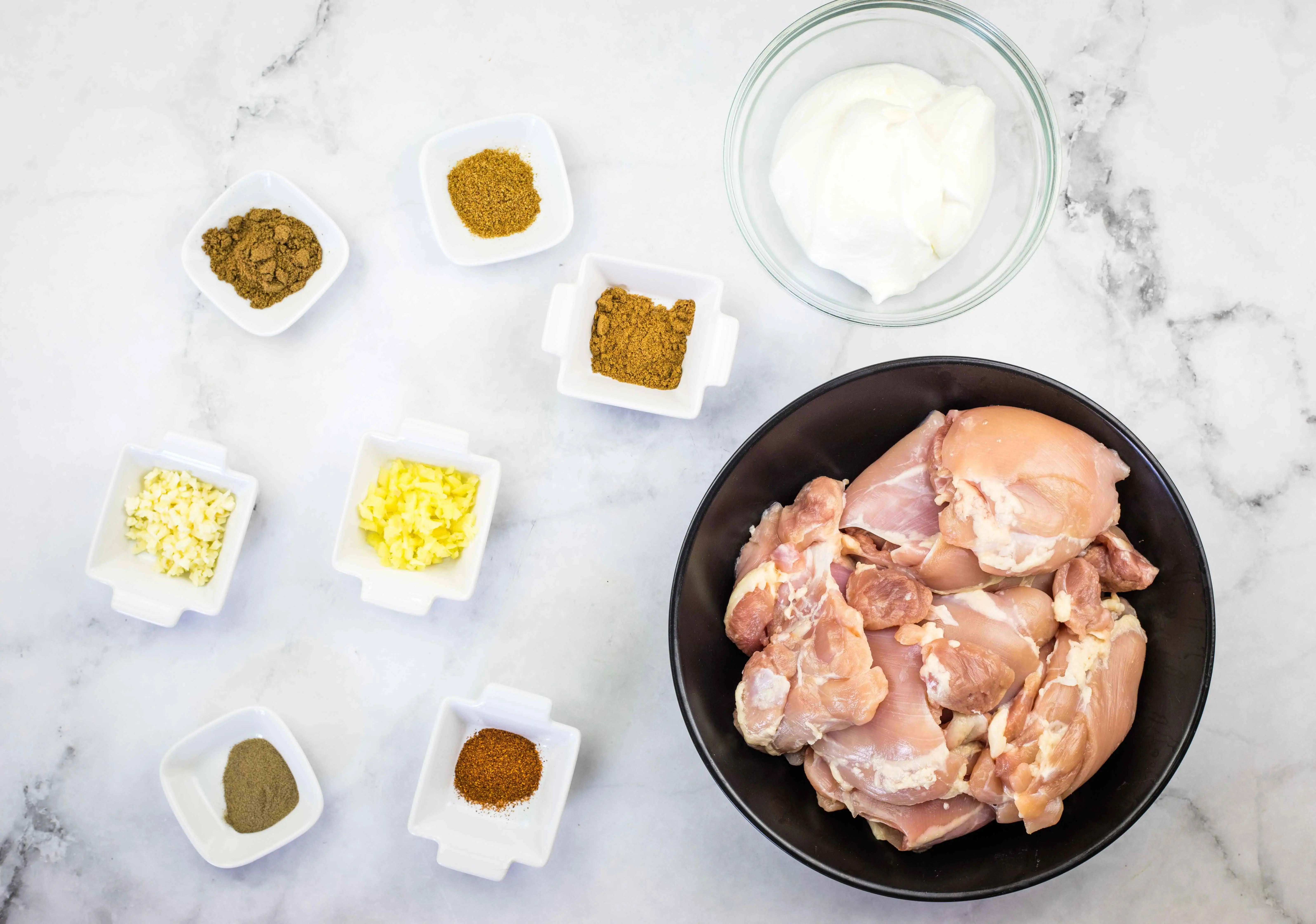 ingredients to make the marinade for keto chicken tikka masala