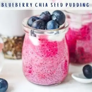 blueberry chia seed pudding in a glass jar