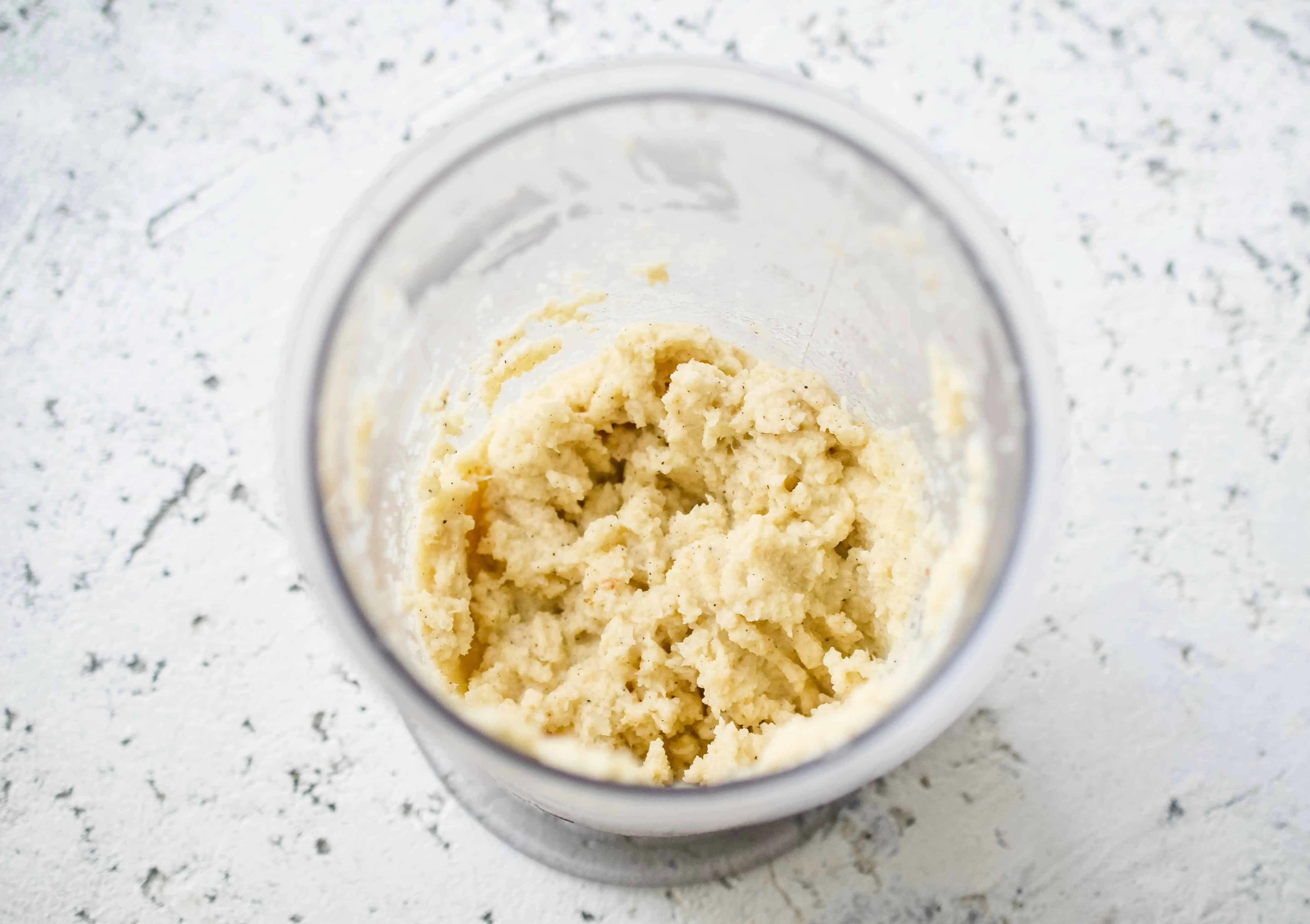 pureed cauliflower and garlic to make keto cauliflower hummus