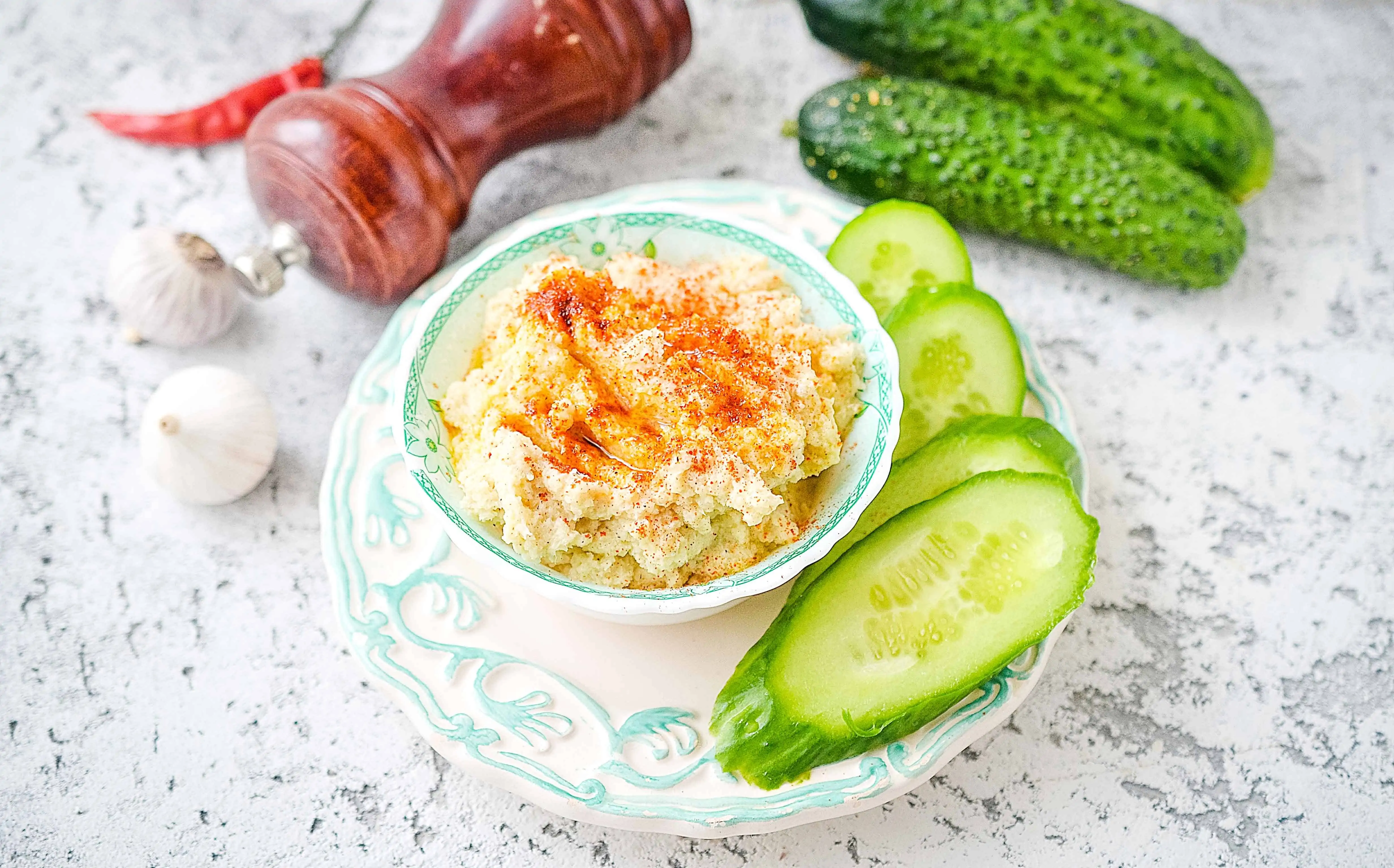 serve and enjoy your keto cauliflower hummus