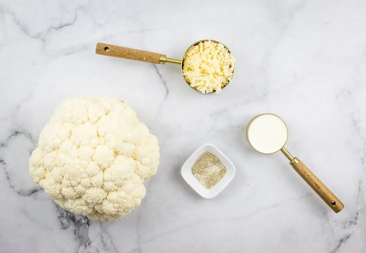 Ingredients for hte mashed cauliflower layer