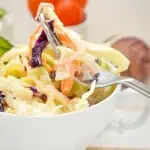 keto coleslaw in a bowl with a fork