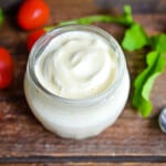 keto mayonnaise in a glass jar