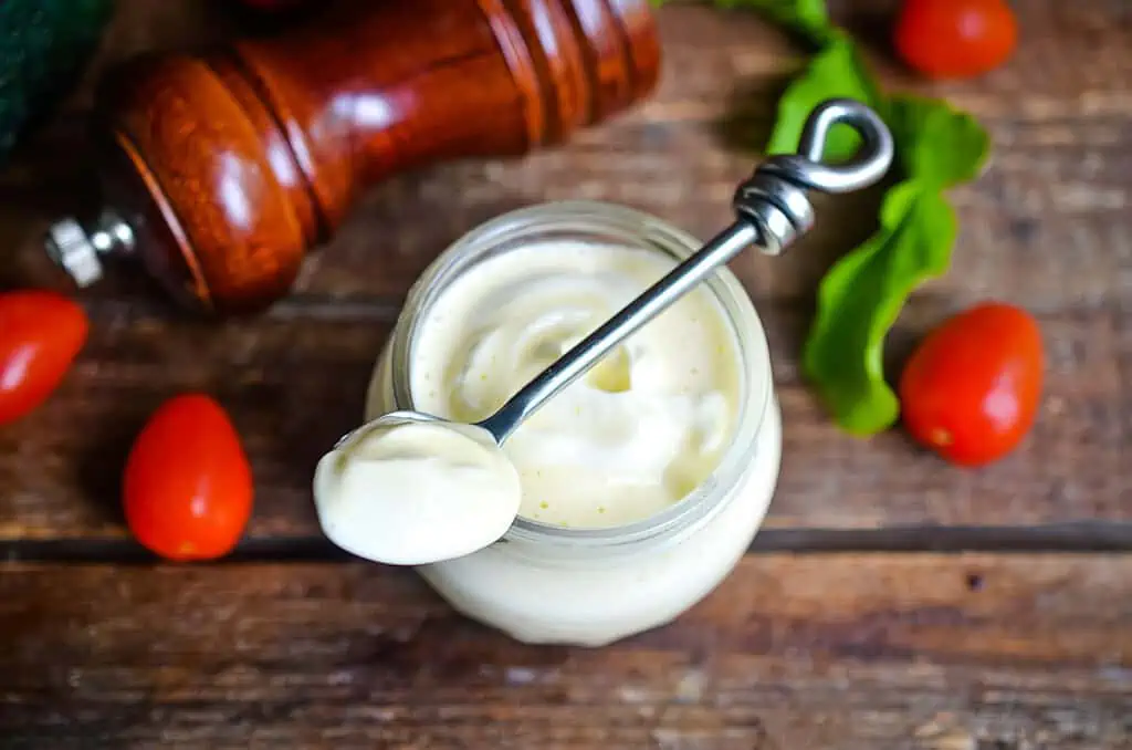 keto mayonnaise on a spoon