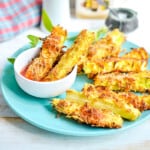 keto zucchini fries on a plate.