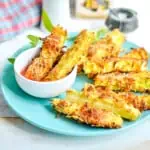 keto zucchini fries on a plate.