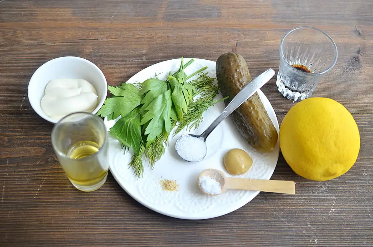 Ingredients to make Keto Tartar Sauce.