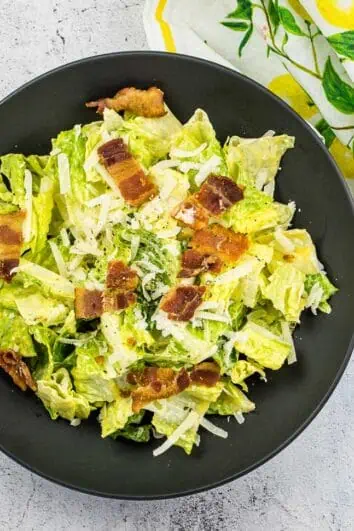 keto Caesar dressing salad in a bowl.