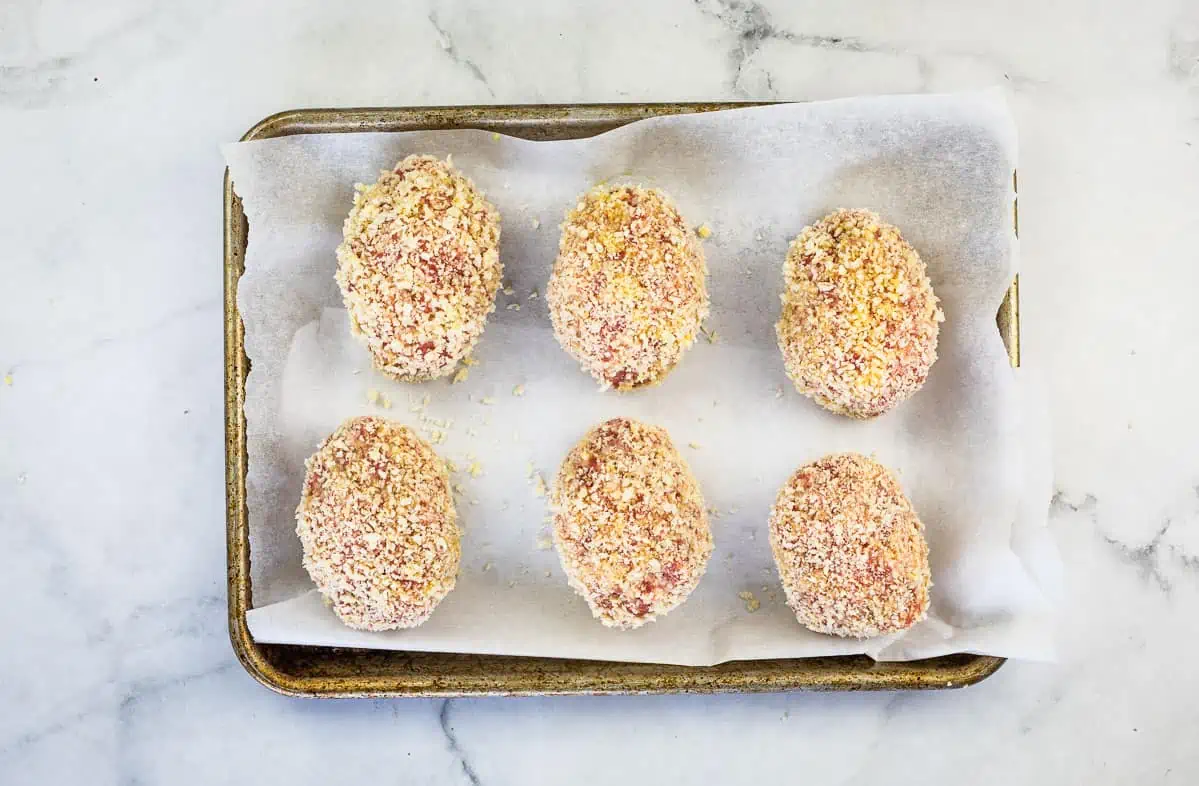 Scotch Eggs ready for baking.