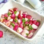 Radish in a baking dish.