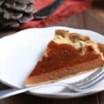 Rich keto sugar pie slice on white plate for low-carb desserts.