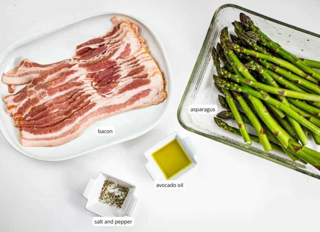 Bacon-Wrapped Grilled Asparagus labeled ingredients.